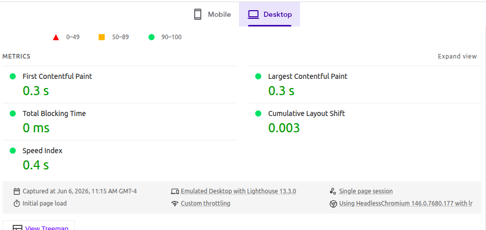 Solo Tech Solutions — Desktop — page time metrics